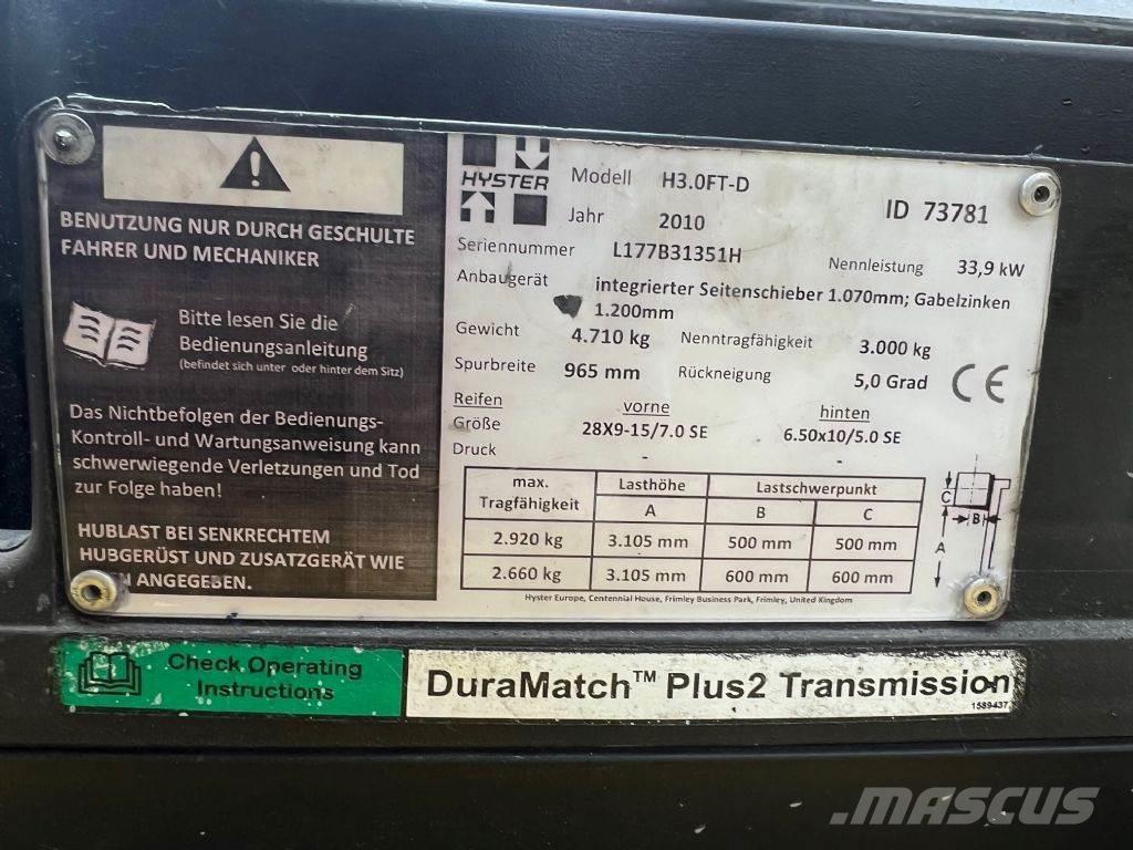 Hyster H 3.0 FT Tehnika ar dīzeļa dzinēju