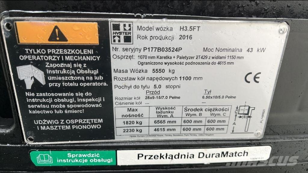 Hyster H 3.5 FT LPG tehnika