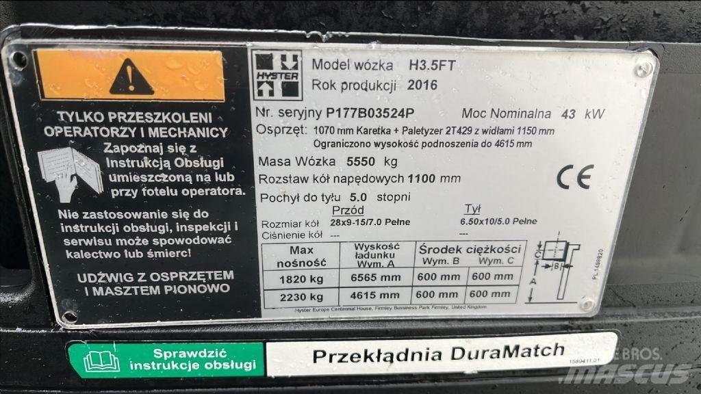 Hyster H 3.5 FT LPG tehnika