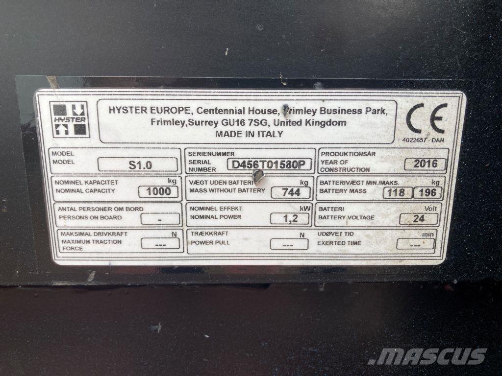 Hyster S 1.0 Krautnētāji