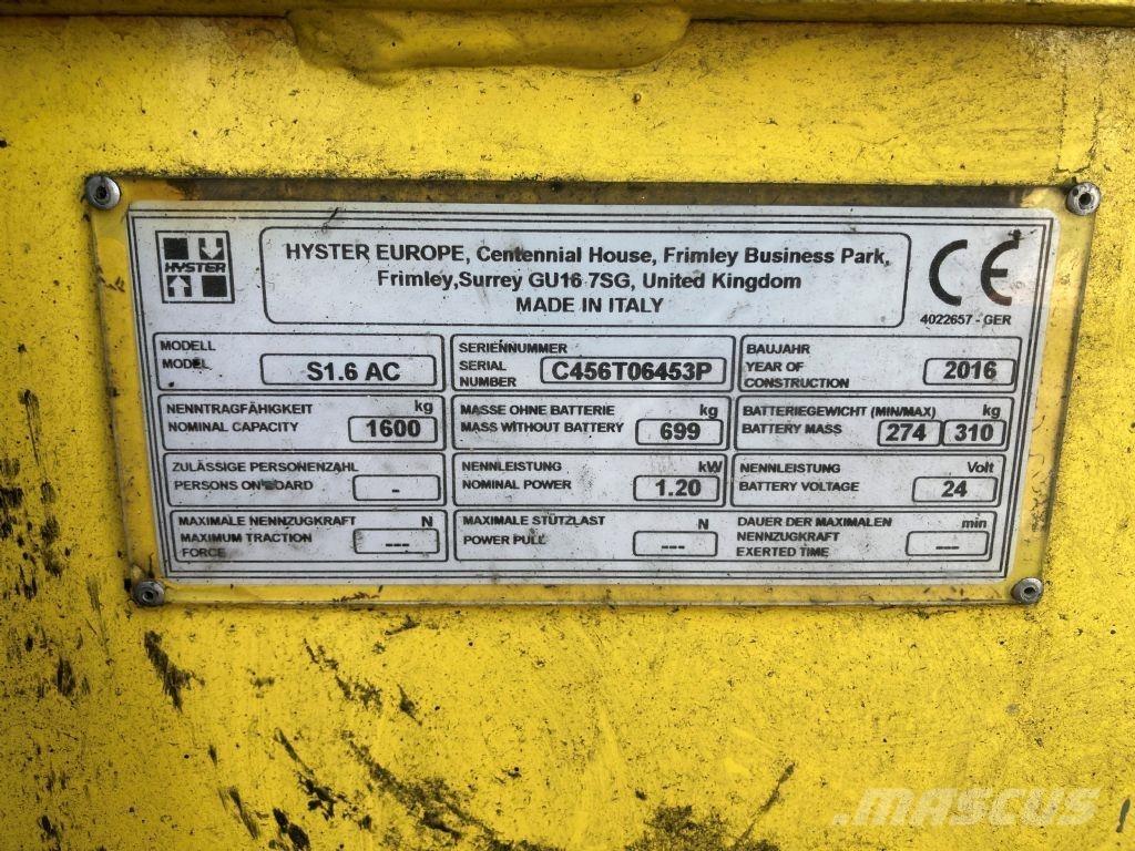 Hyster S 1.6 AC Krautnētāji