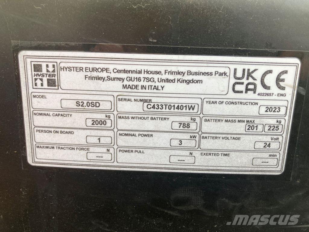 Hyster S 2.0SD Krautnētāji