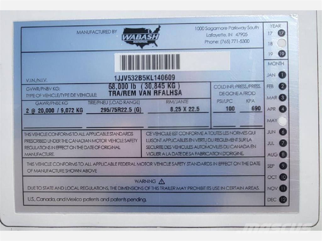 Wabash Reefer Piekabes ar temperatūras kontroli