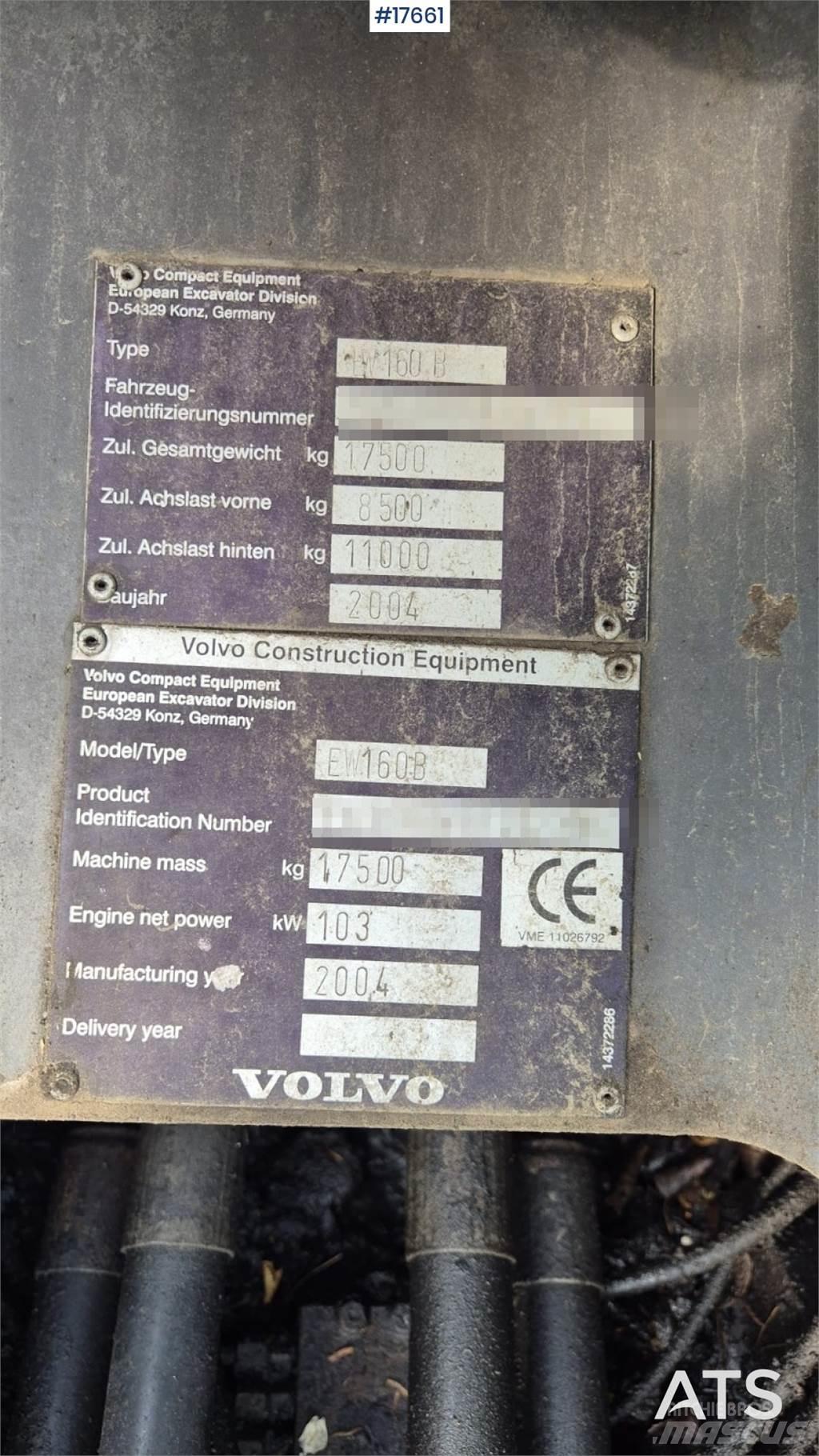 Volvo EW 160B Ekskavatori uz riteņiem