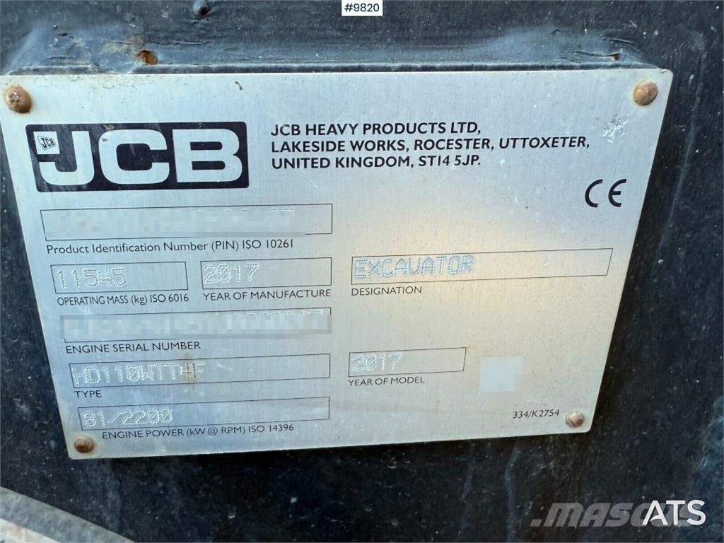 JCB Hydradig 110W Ekskavatori uz riteņiem
