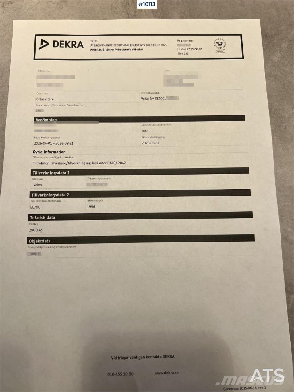 Volvo BM BM EL70C Ekskavatori-iekrāvēji