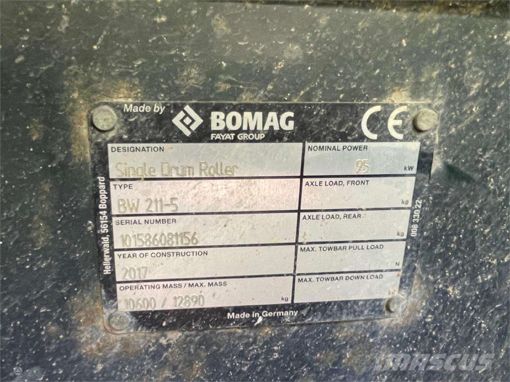 Bomag BW 211-5 Vienvalča grunts veltņi