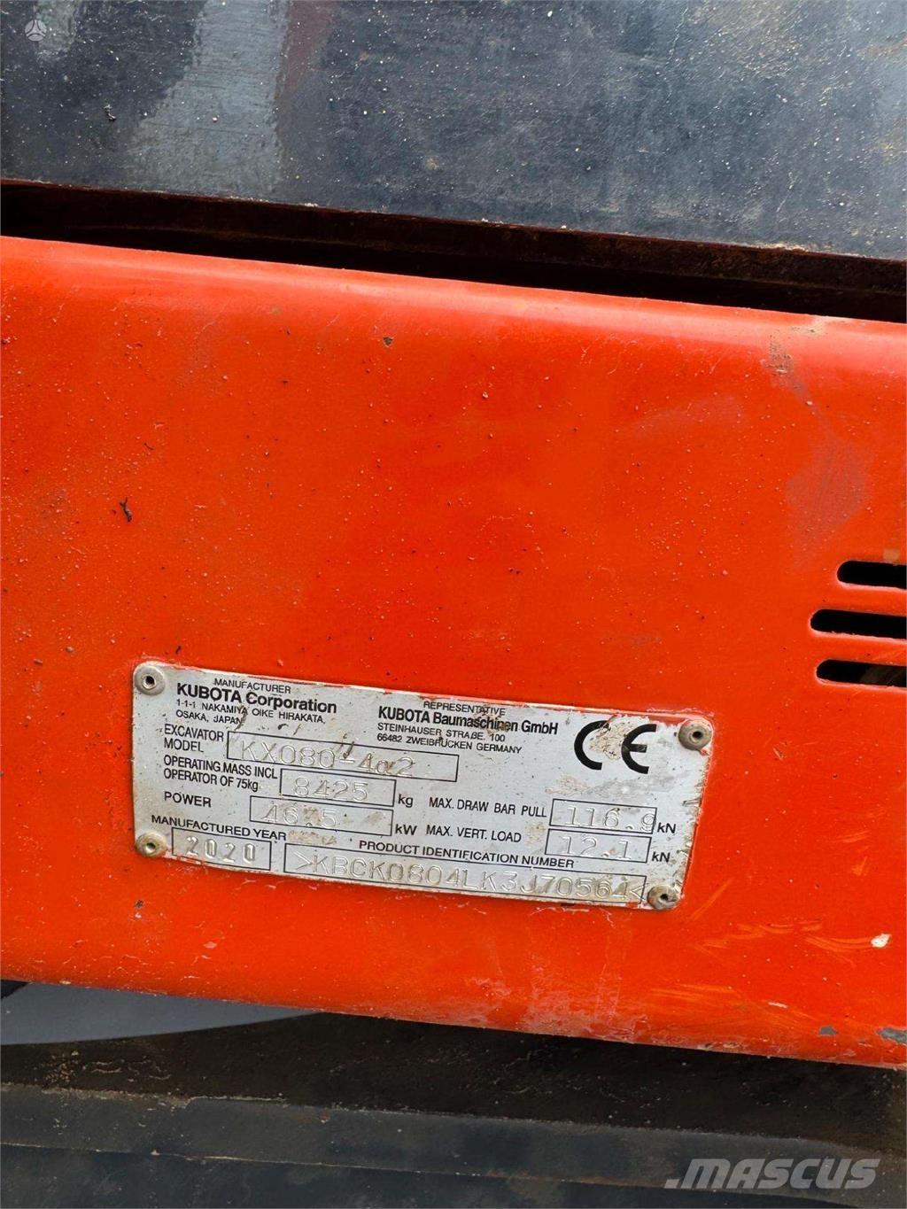 Kubota KX080-4a Kāpurķēžu ekskavatori