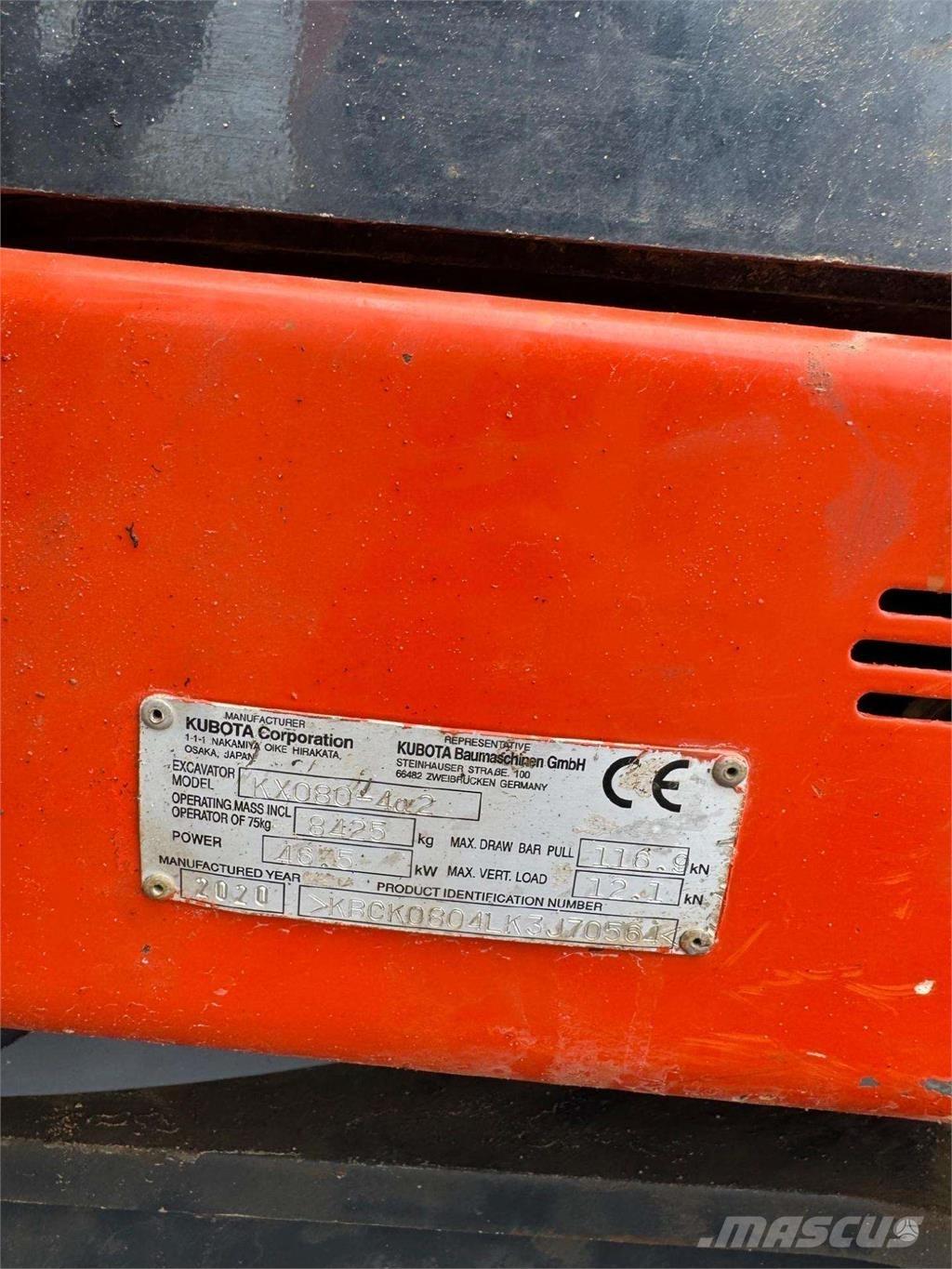Kubota KX080-4a2 Kāpurķēžu ekskavatori