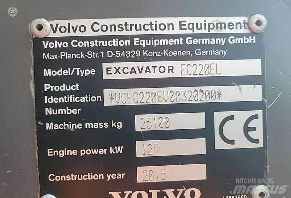 Volvo EC220E Kāpurķēžu ekskavatori