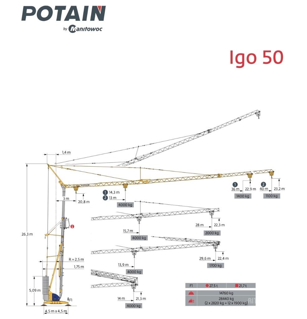Potain IGO 50 Torņa celtņi
