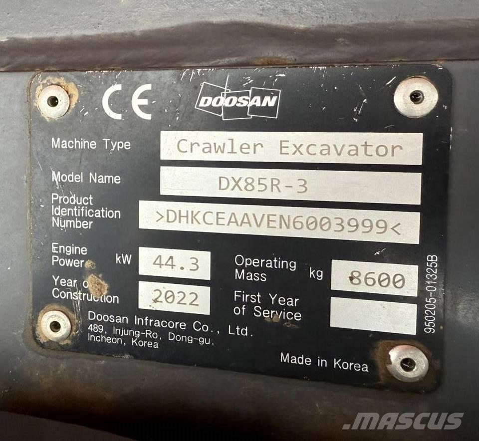 Doosan DX 85 R-3 Vidēja lieluma ekskavatori 7 t - 12 t