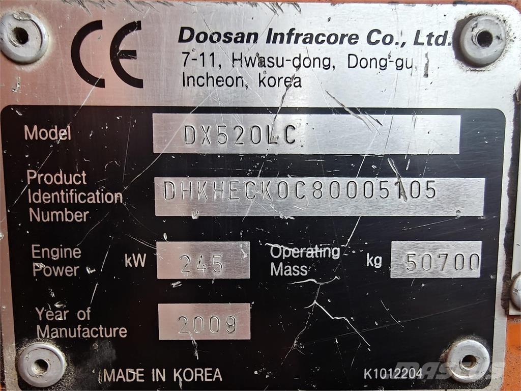 Doosan DX520LC Kāpurķēžu ekskavatori