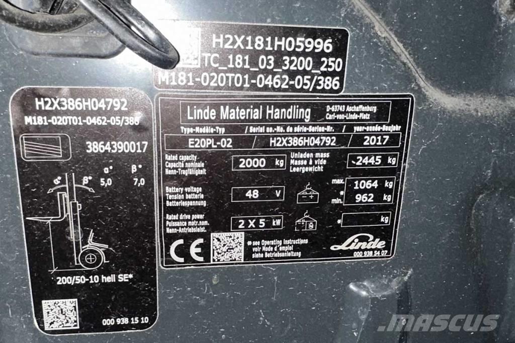 Linde E 20 PL Elektriskie iekrāvēji