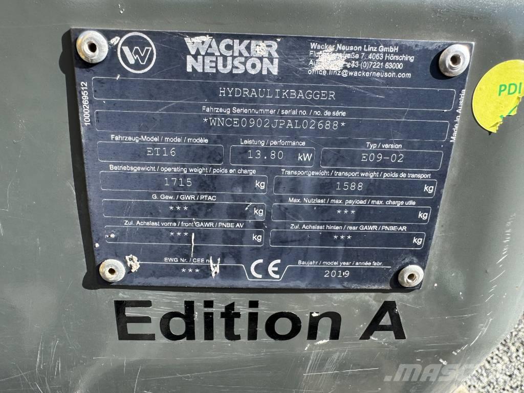 Wacker Neuson ET16 Kāpurķēžu ekskavatori
