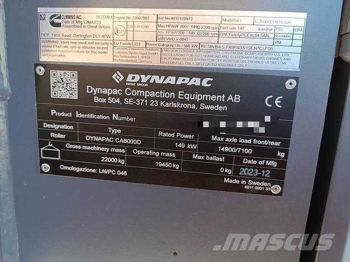 Dynapac CA6000D Piekabināmie vibroveltņi