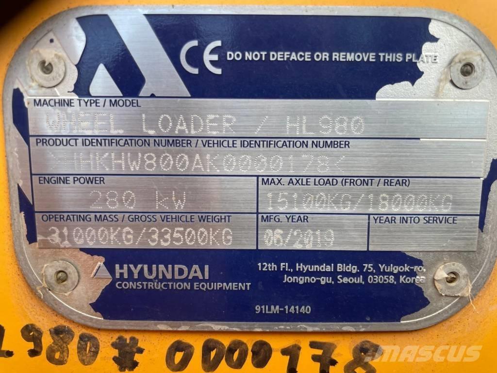 Hyundai HL 980 Iekrāvēji uz riteņiem