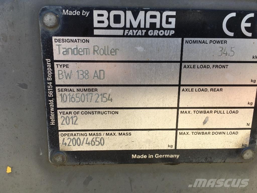Bomag BW 138 AD Divvalču grunts veltņi