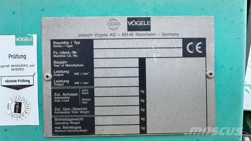 Vögele Super 1800-2 Asfalta klājēji