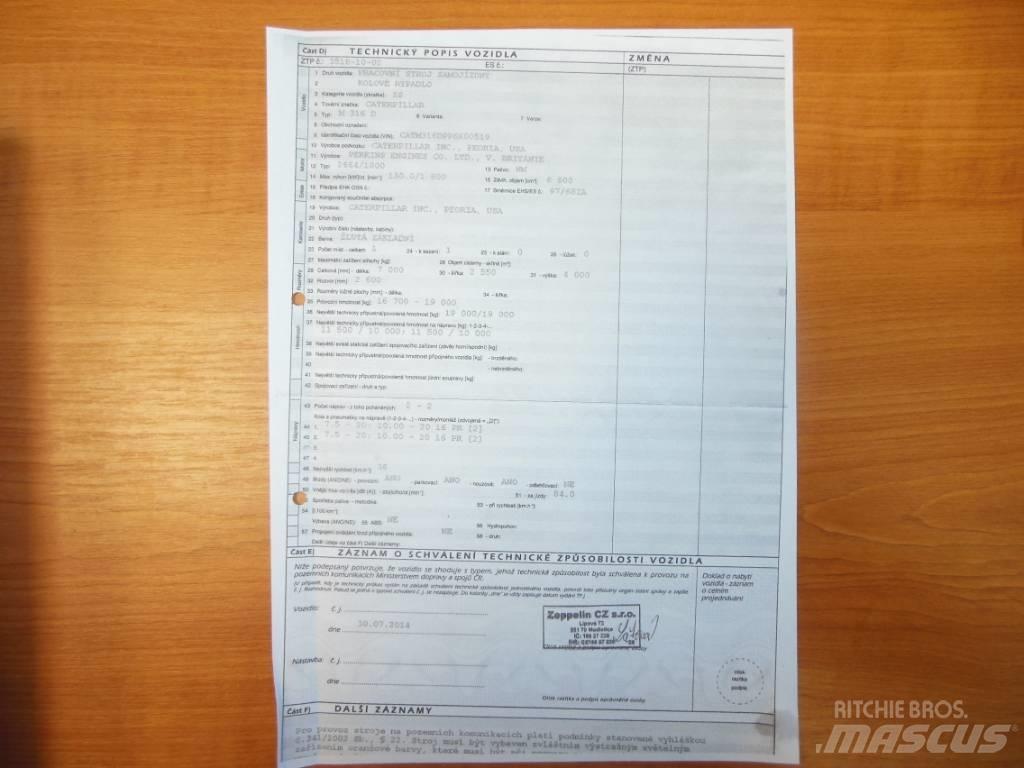 CAT M 316 D Ekskavatori uz riteņiem