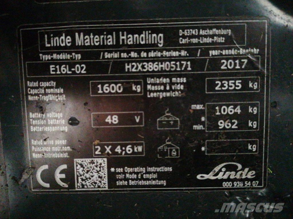 Linde E16L-02 Elektriskie iekrāvēji
