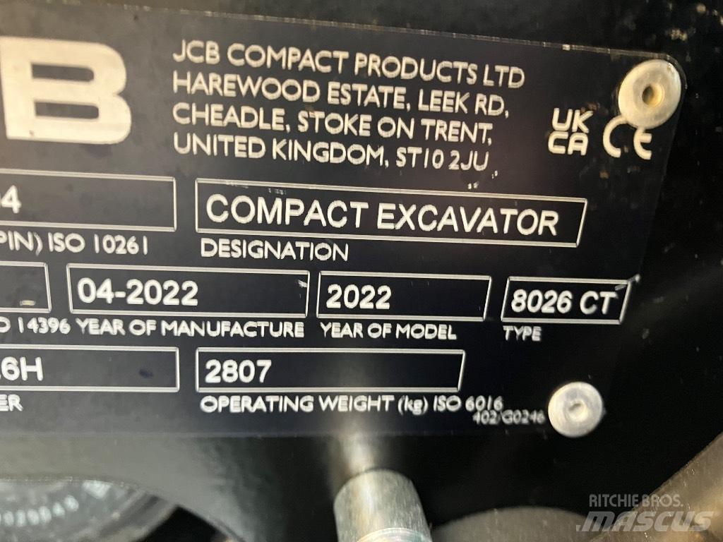 JCB 8026 CTS Mini ekskavatori < 7 t
