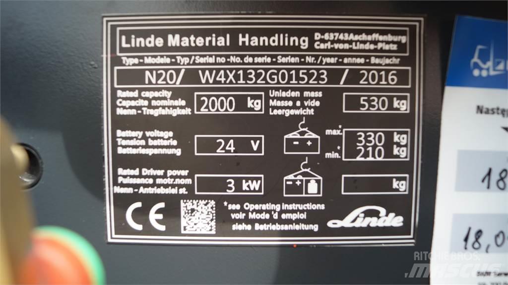 Linde N20 kurz Pasūtījumu savācējs mazam augstumam