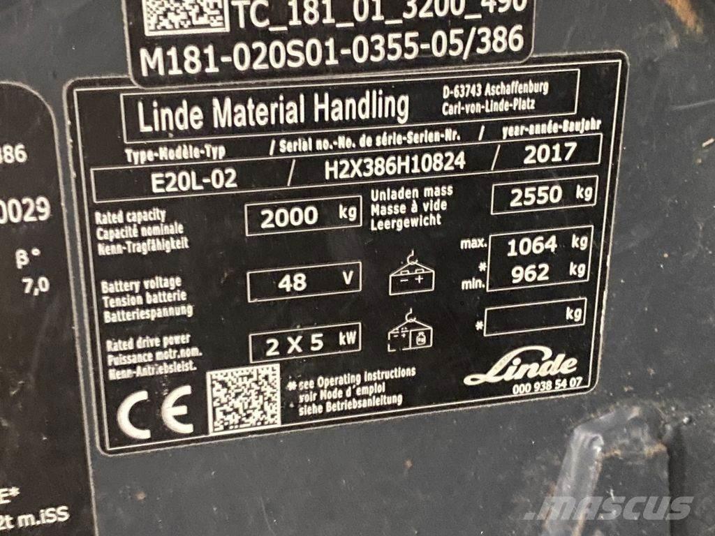 Linde E20L-02 Elektriskie iekrāvēji
