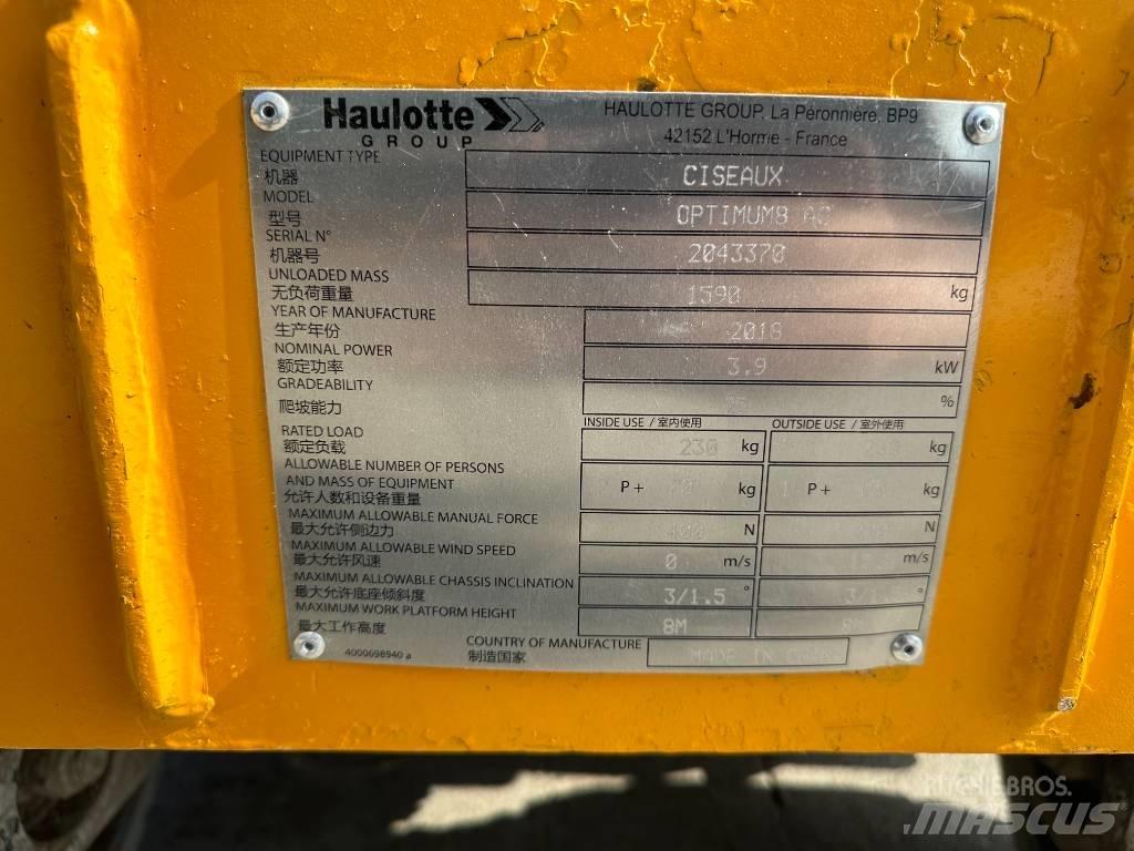 Haulotte OPTIMUM 8 Šķerveida pacēlāji