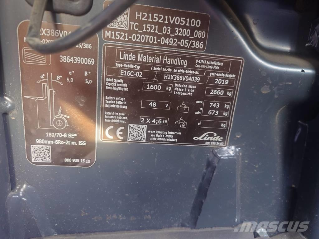 Linde E16C/386 Elektriskie iekrāvēji