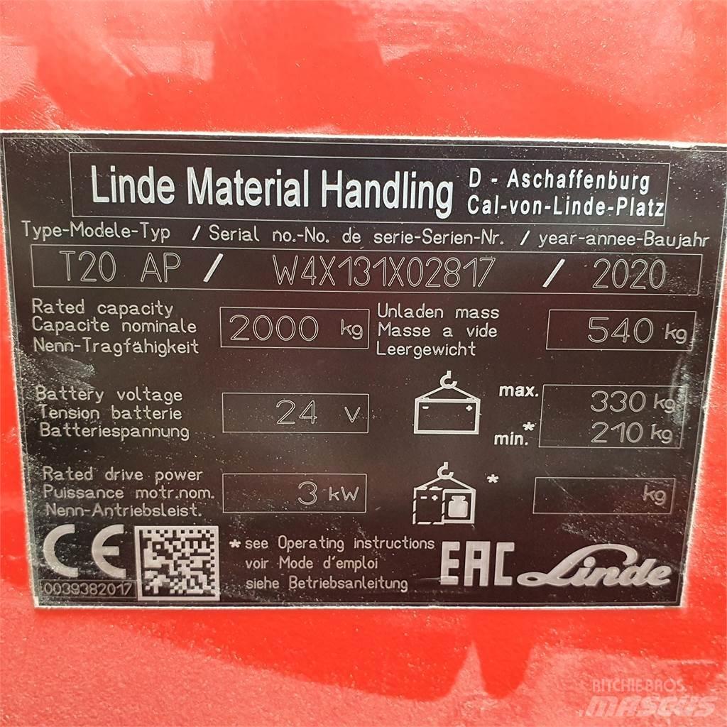 Linde T20AP kurz Zemie palešu pacēlāji