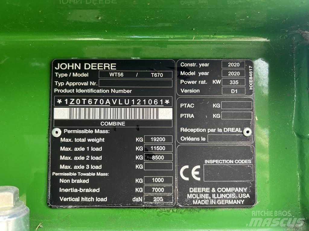 John Deere T670I Ražas novākšanas kombaini