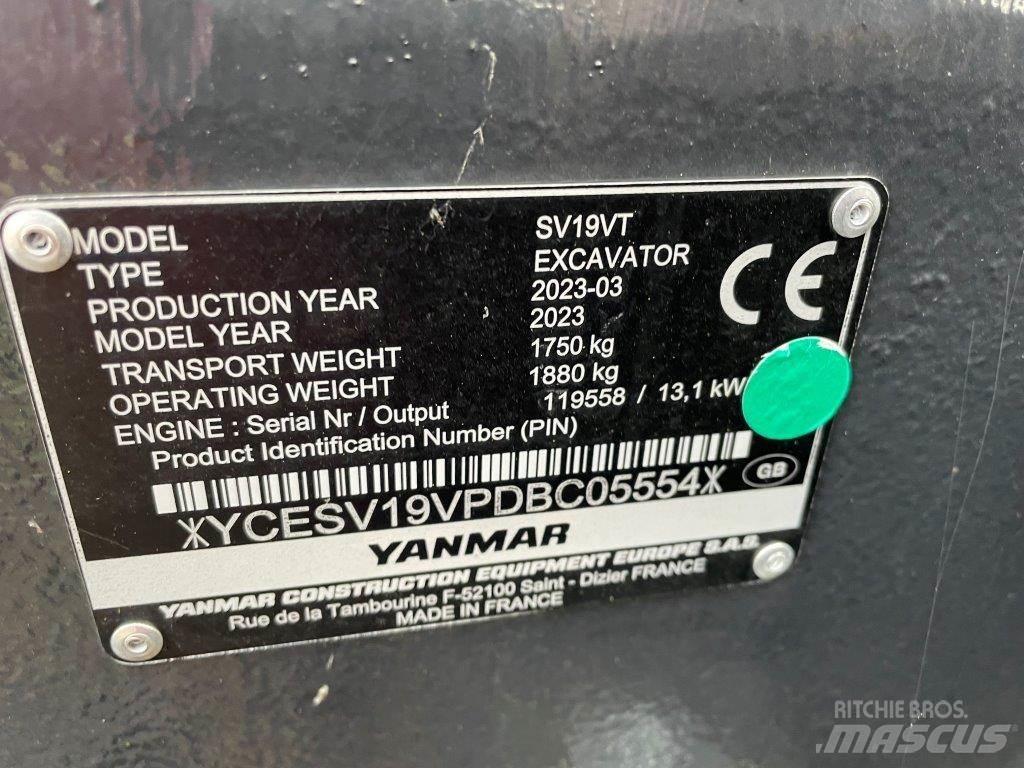 Yanmar SV19VT Vidēja lieluma ekskavatori 7 t - 12 t