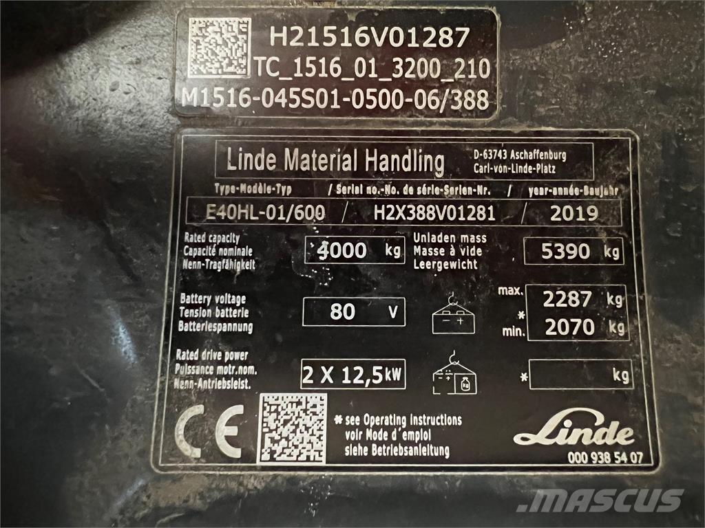 Linde E 40/600 HL Elektriskie iekrāvēji