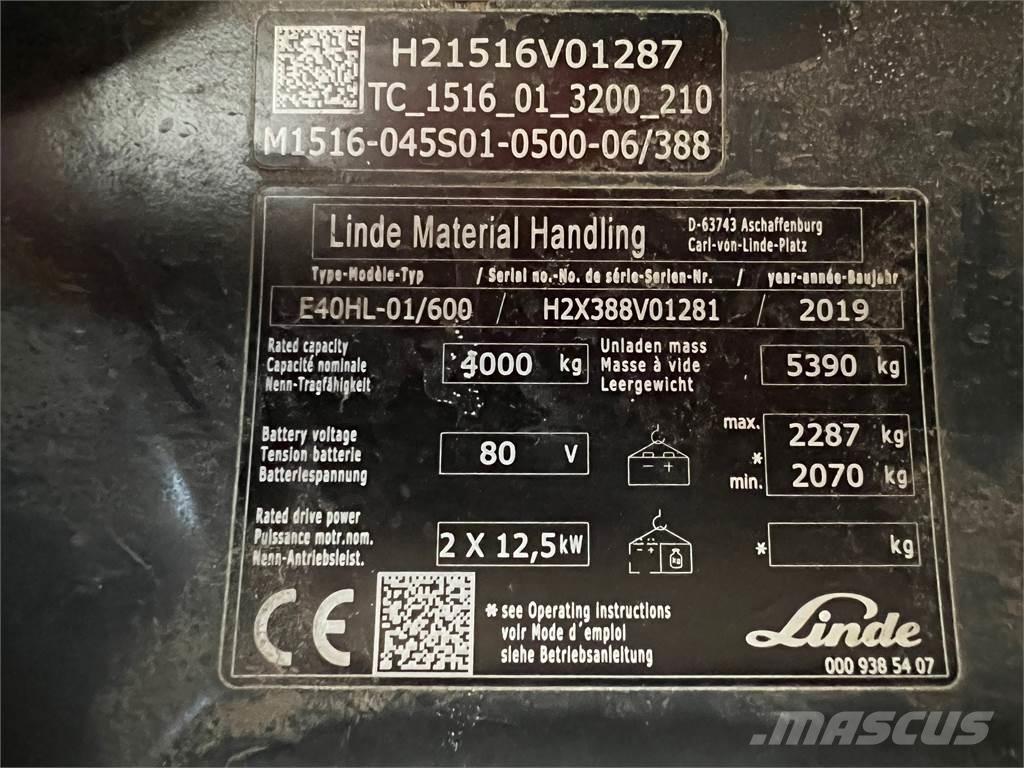 Linde E 40/600 HL Elektriskie iekrāvēji