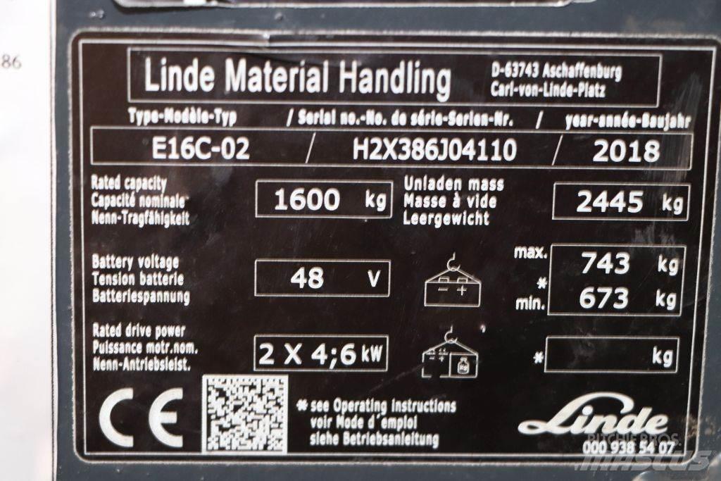Linde E16C-02 Elektriskie iekrāvēji