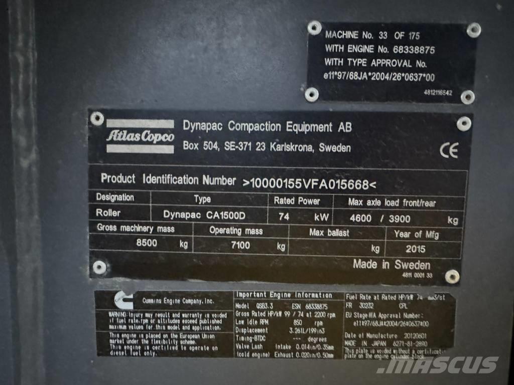 Dynapack CA1500D Vienvalča grunts veltņi