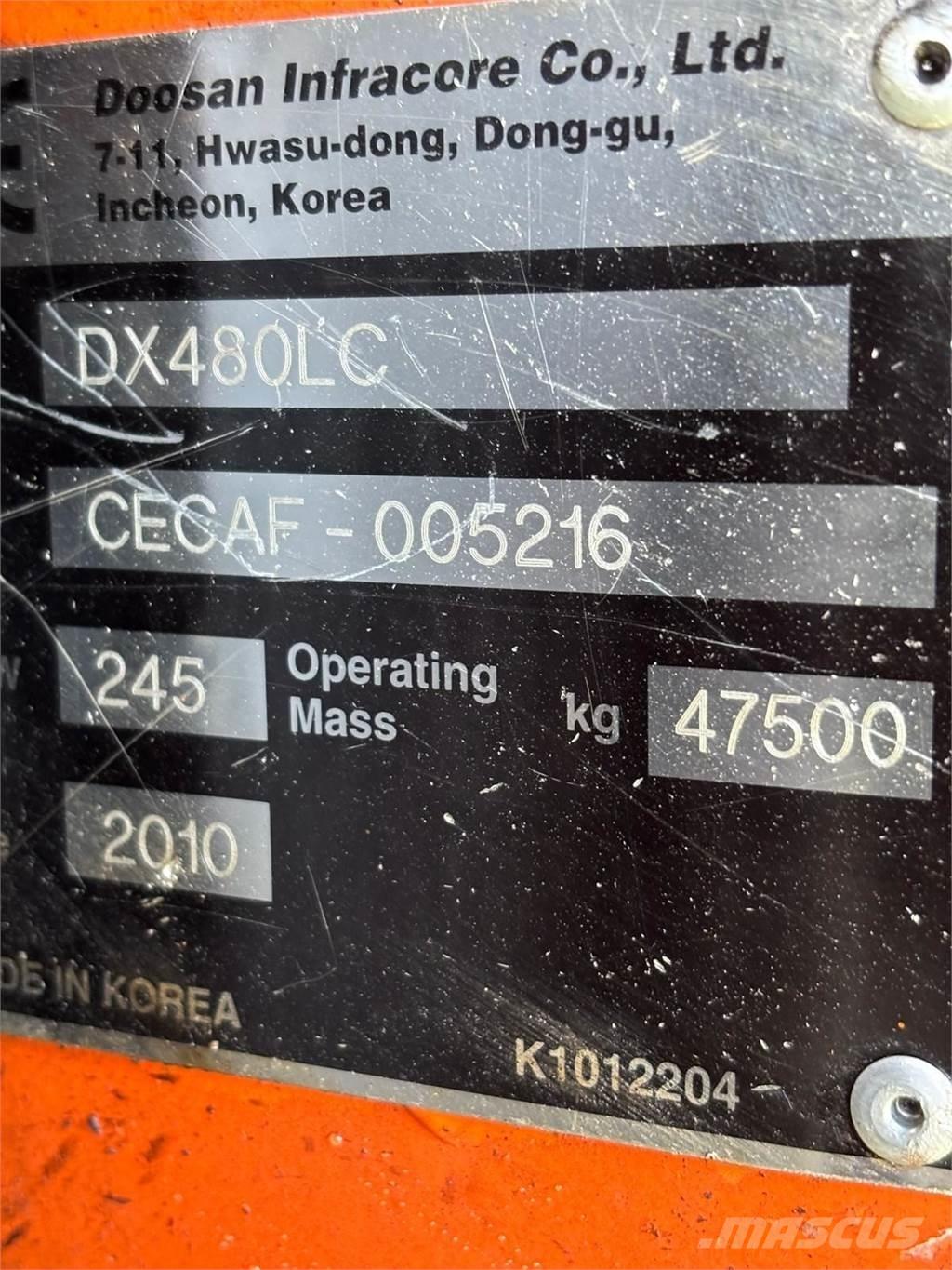 Doosan DX480LC Kāpurķēžu ekskavatori
