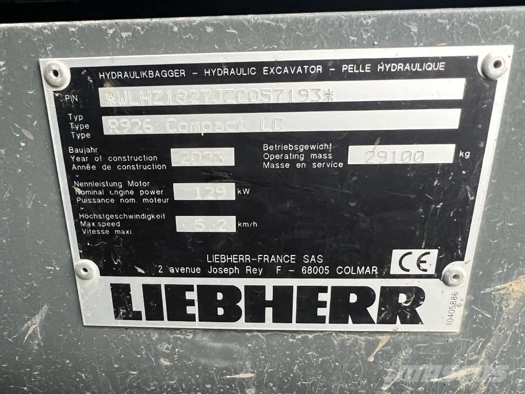 Liebherr R926 Comp Kāpurķēžu ekskavatori