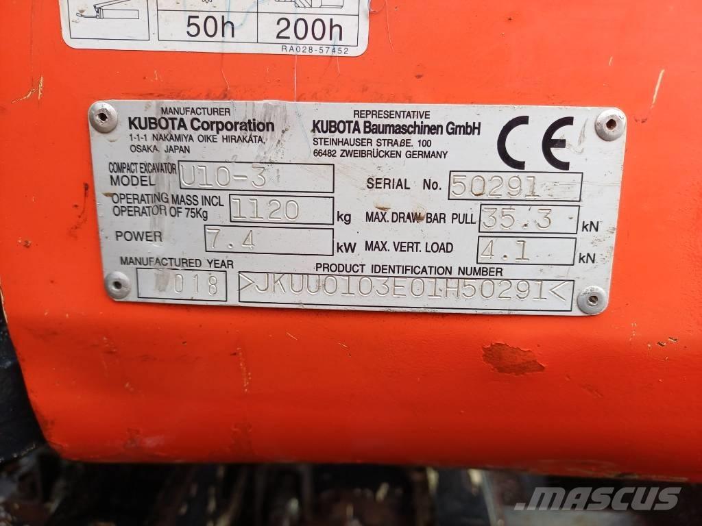 Kubota U 10-3 Mini ekskavatori < 7 t