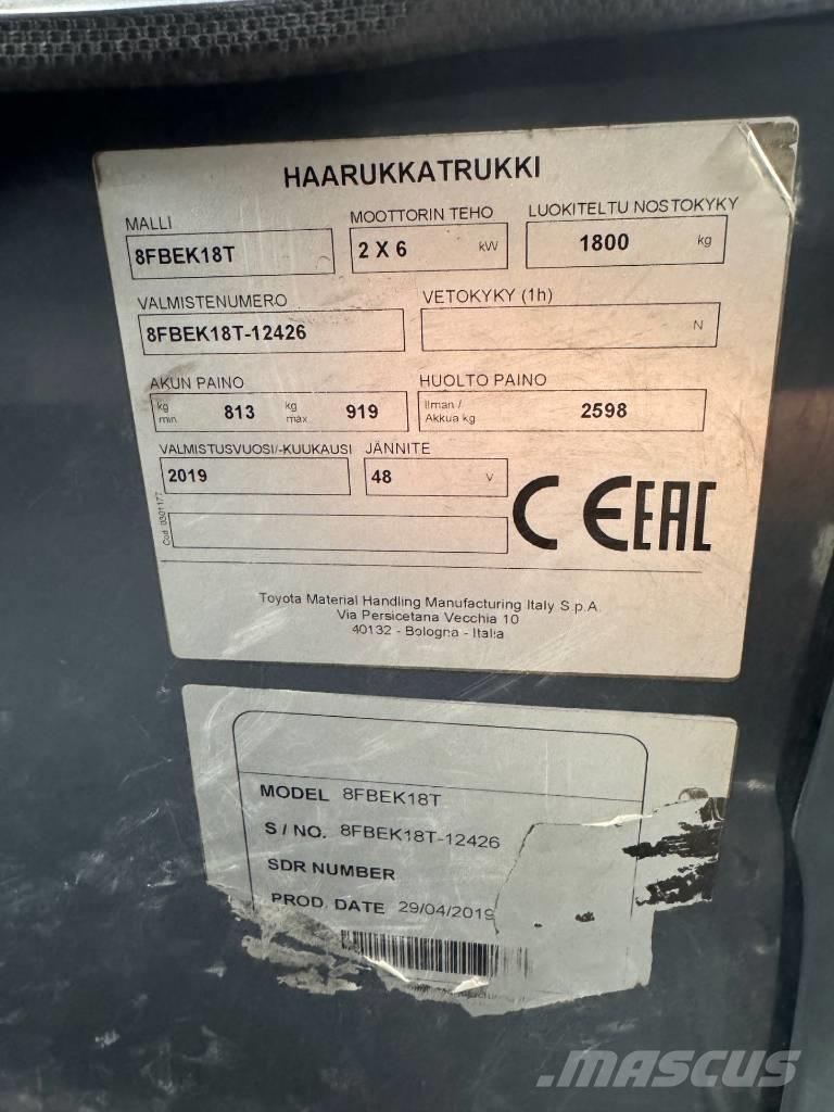 Toyota 8 FBEK 18 T Elektriskie iekrāvēji