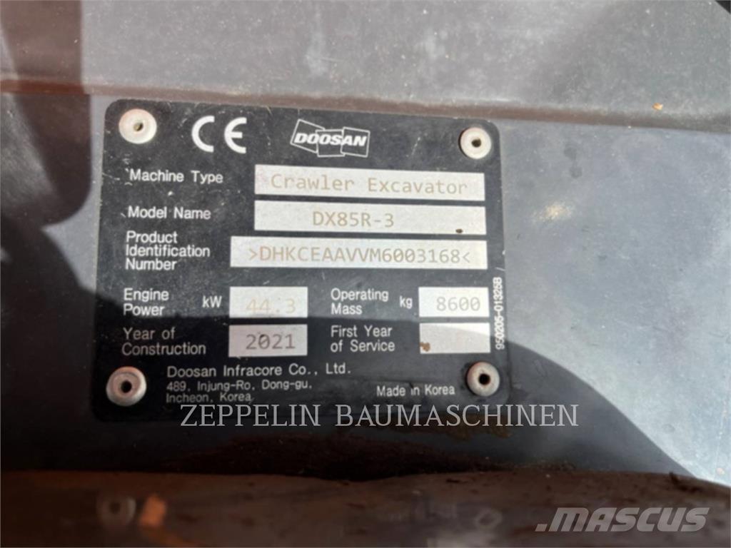 Doosan DX85R-3 Kāpurķēžu ekskavatori