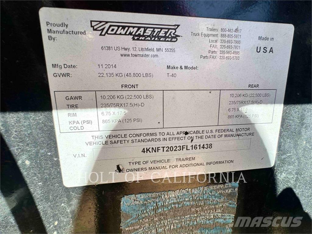 TOWMASTER T-40 Citas piekabes