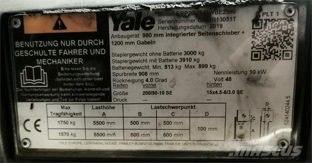 Yale ERP20VT MWB Elektriskie iekrāvēji