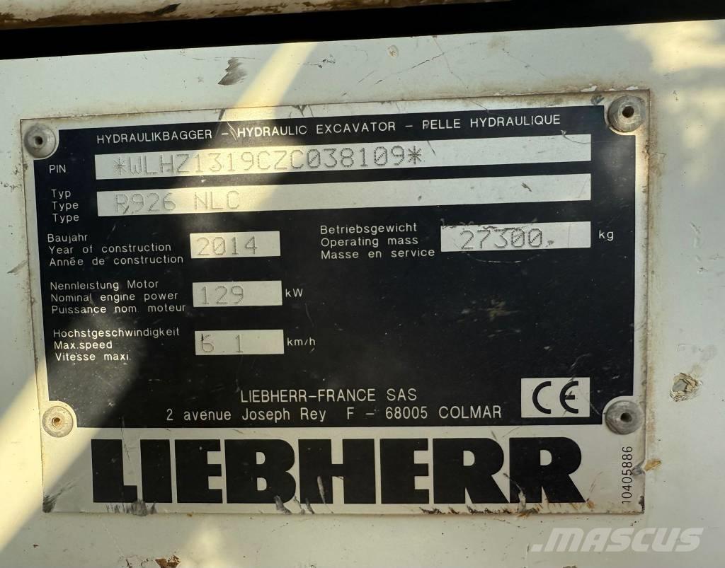 Liebherr R 926 Kāpurķēžu ekskavatori