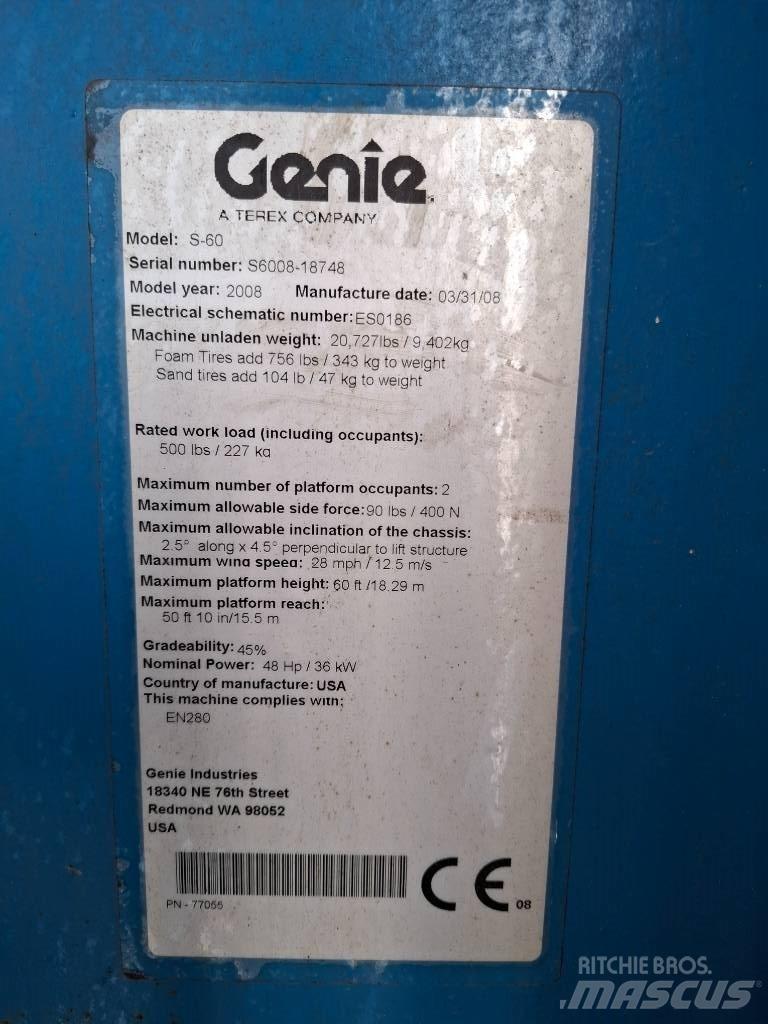 Genie S 60 Teleskopiskie pacēlāji