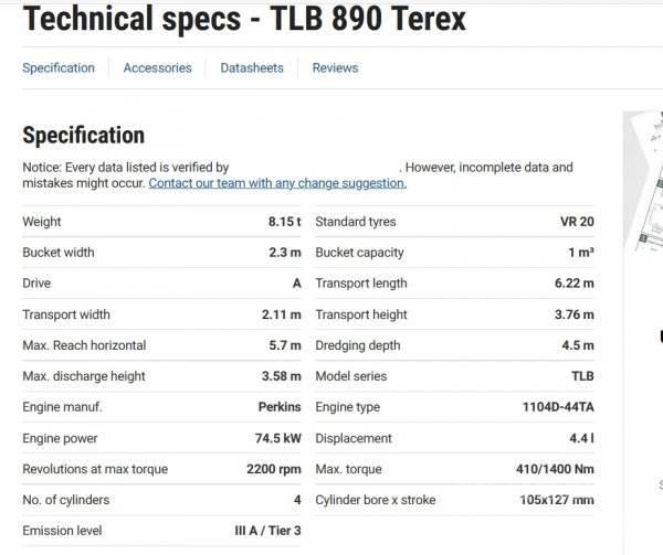 Terex TLB 890 Ekskavatori-iekrāvēji