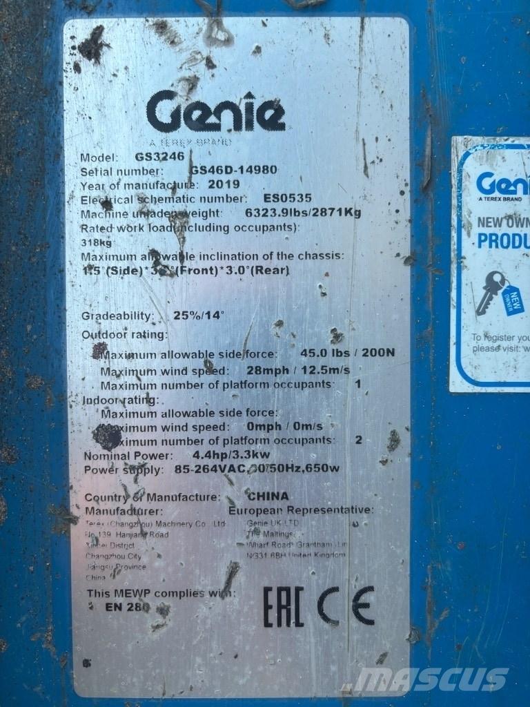 Genie GS 3246 Šķerveida pacēlāji