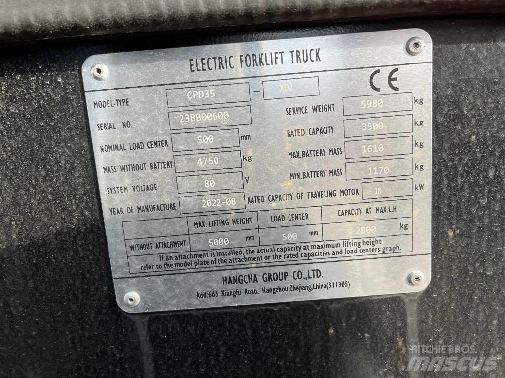Hangcha CPD35-XD2 Elektriskie iekrāvēji