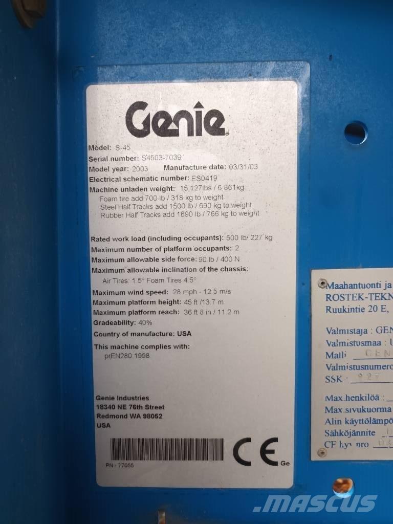 Genie S 45 RT Teleskopiskie pacēlāji